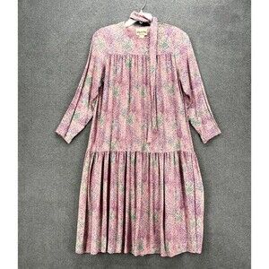 Vintage Depeche Mode Dress‎ Womens 12 Pink floral cottage ruffle Boho